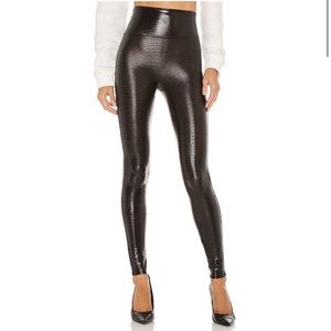 Spanx brown / black croc faux leather legging small